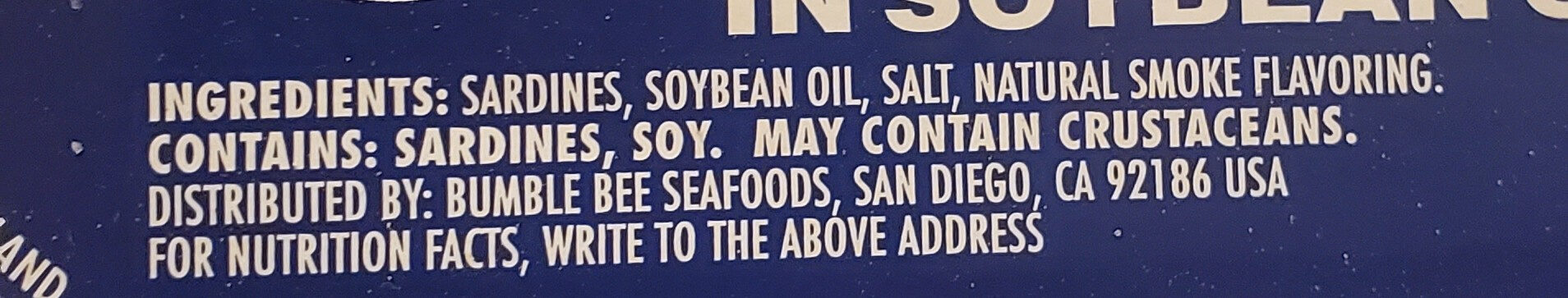 Sardines in soybean oil - Ingredients