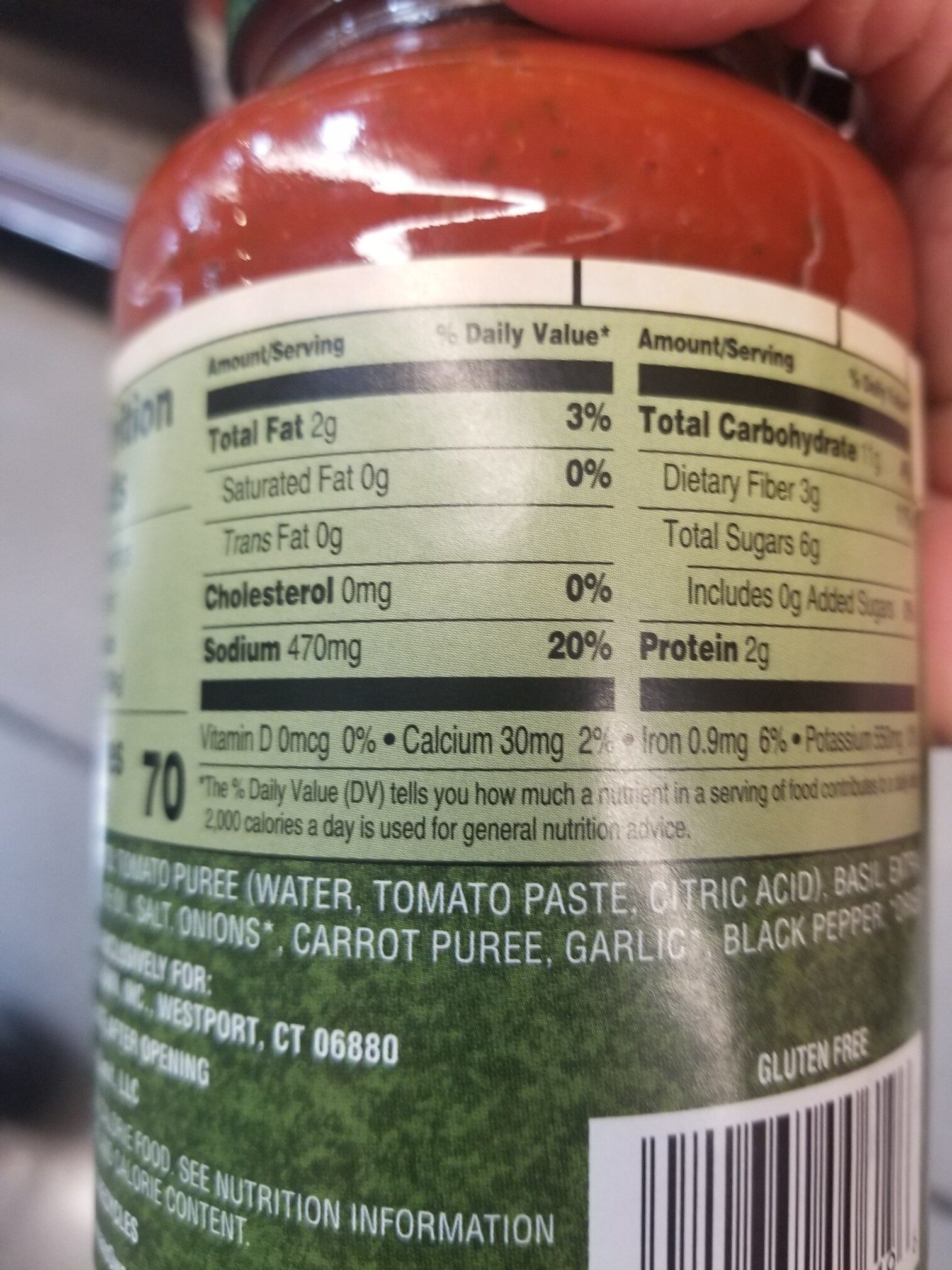 Newmans Tomato & Basil Sauce - Ingredients