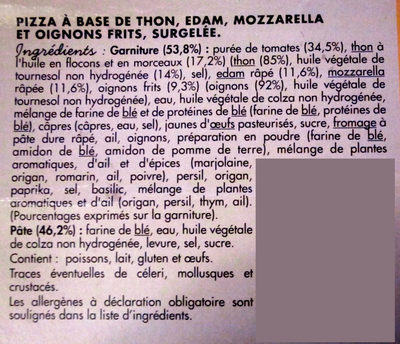 Pizza au thon - Ingrédients
