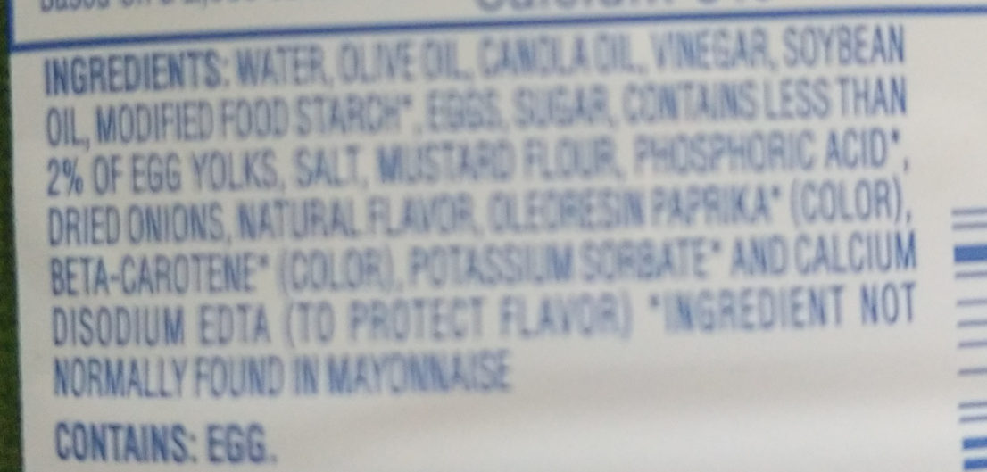Mayo with Olive oil - Ingredients