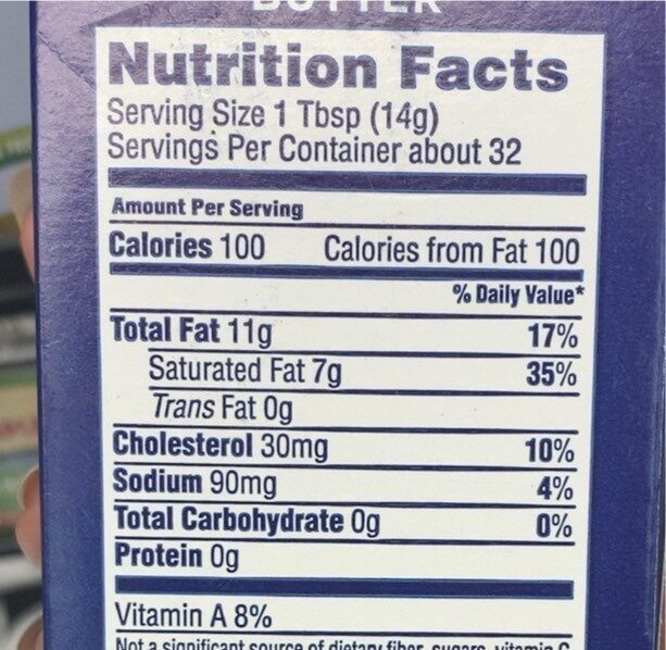 Breakstone's butter salted - Nutrition facts