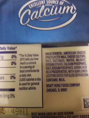 Deli deluxe white american cheese pouch - Ingredients