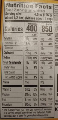 Shells & Cheese Broccoli - Nutrition facts