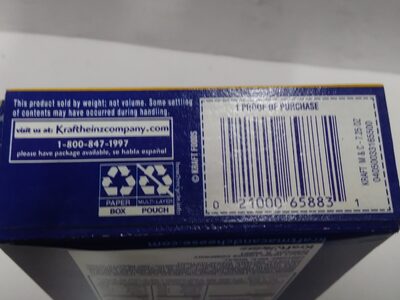 Kraft - Macaroni & Cheese - Instruction de recyclage et/ou informations d'emballage - en