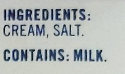 Salted Grade AA Butter - Ingredients