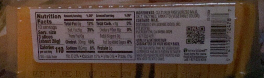 Mild Cheddar Cheese - Nutrition facts