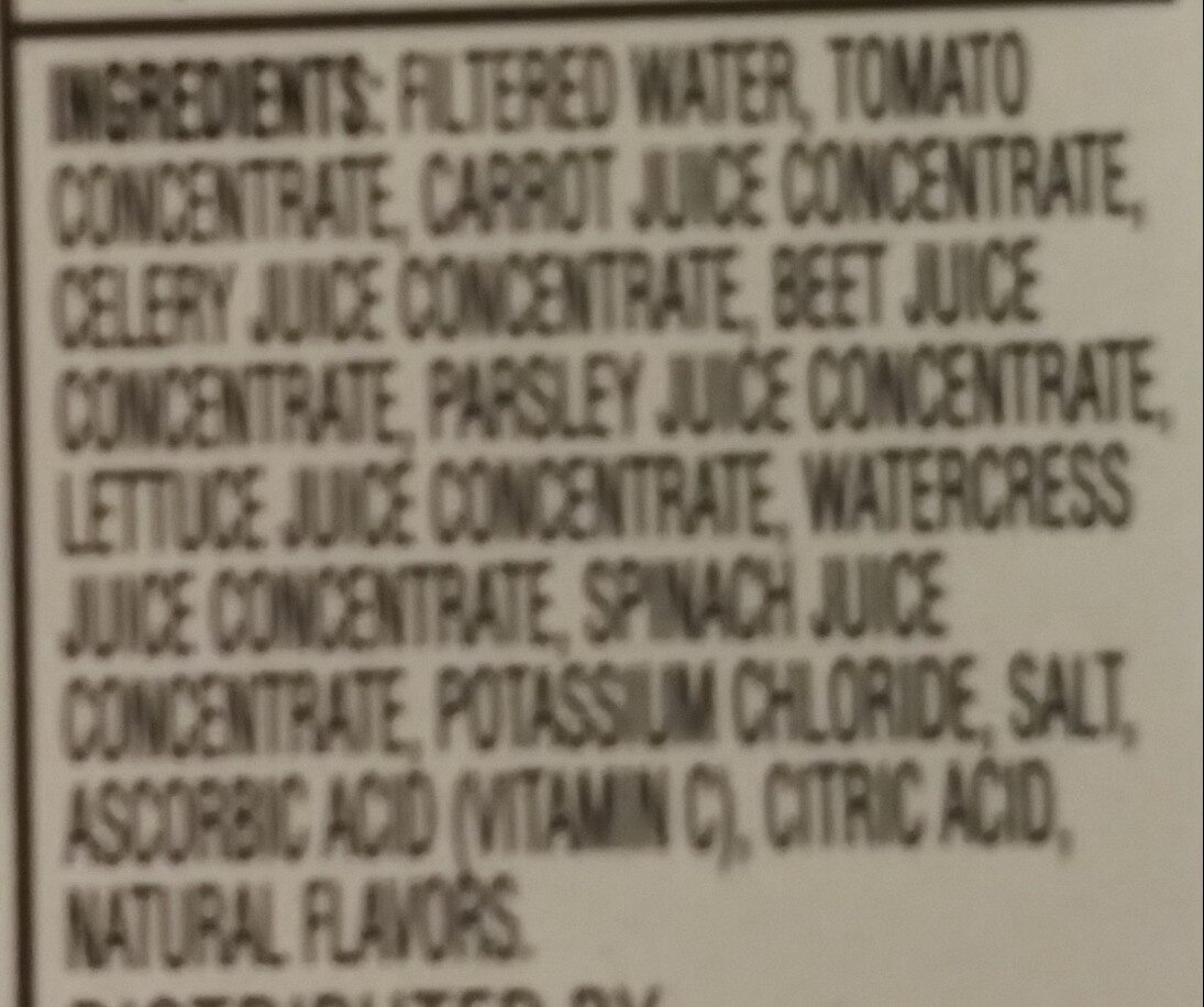 Vegetable Juice Low Sodium - Ingredients