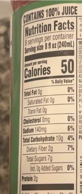 Vegetable Juice Low Sodium - Nutrition facts