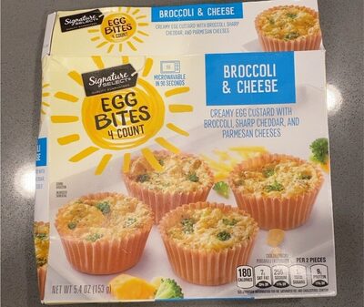 Safeway, Inc., BROCCOLI & CHEESE CREAMY EGG CUSTARD WITH BROCCOLI, SHARP CHEDDAR, AND PARMESAN CHEESES EGG BITES, BROCCOLI & CHEESE, barcode: 0021130141418, has 0 potentially harmful, 2 questionable, and
    0 added sugar ingredients.