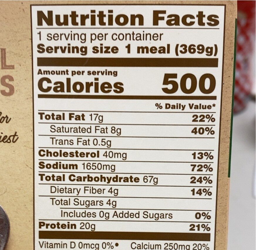 Mac & cheese bowl - Nutrition facts