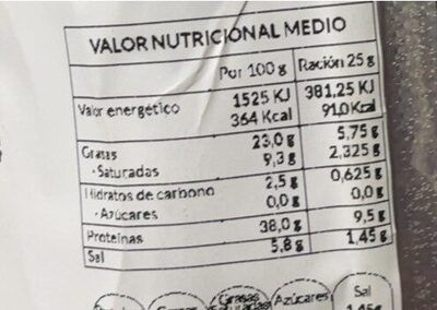 Lomo de Cebo de Campo Iberico - Informació nutricional - es