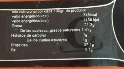 Paleta ibérica de bellota - Nutrition facts - es