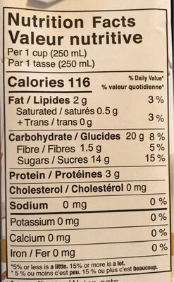 Oat non-dairy beverage - Nutrition facts - fr