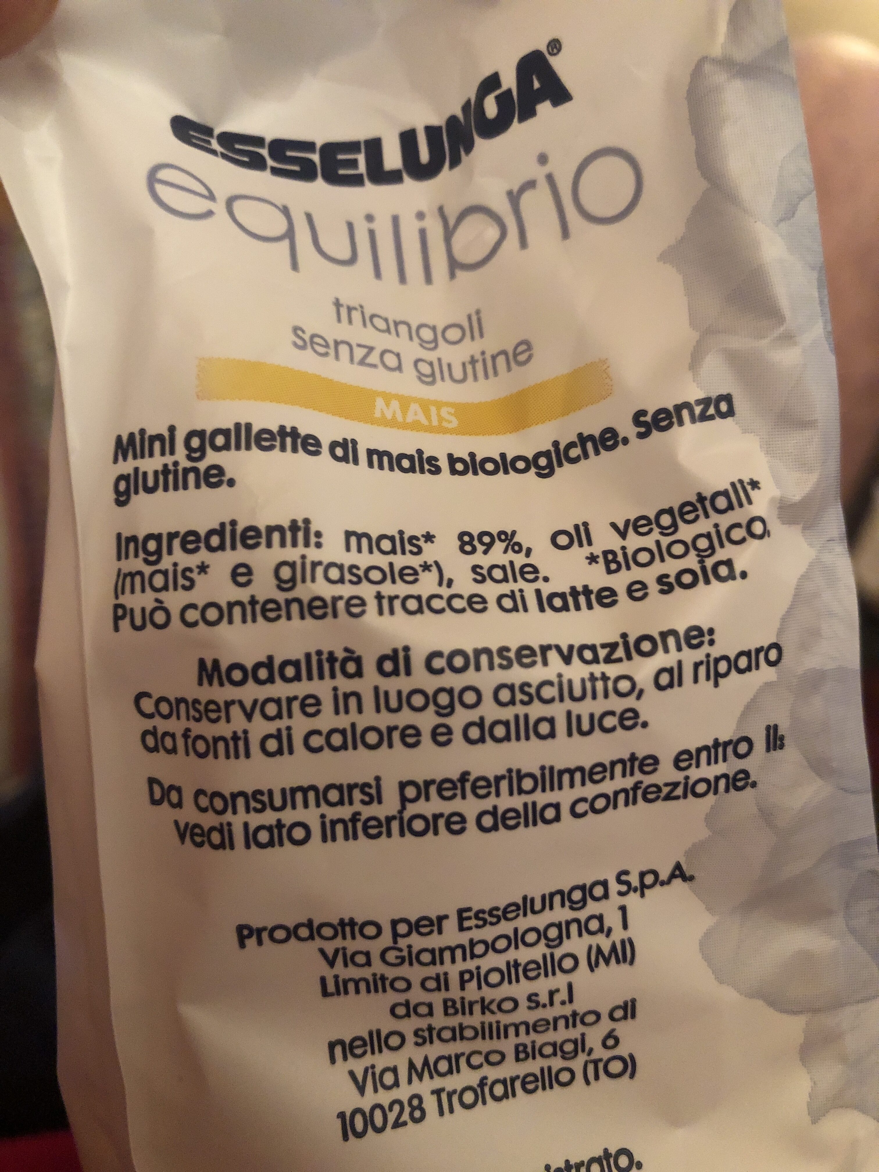 Triangolo senza glutine mais equilibrio Esselunga - Ingredientes - it