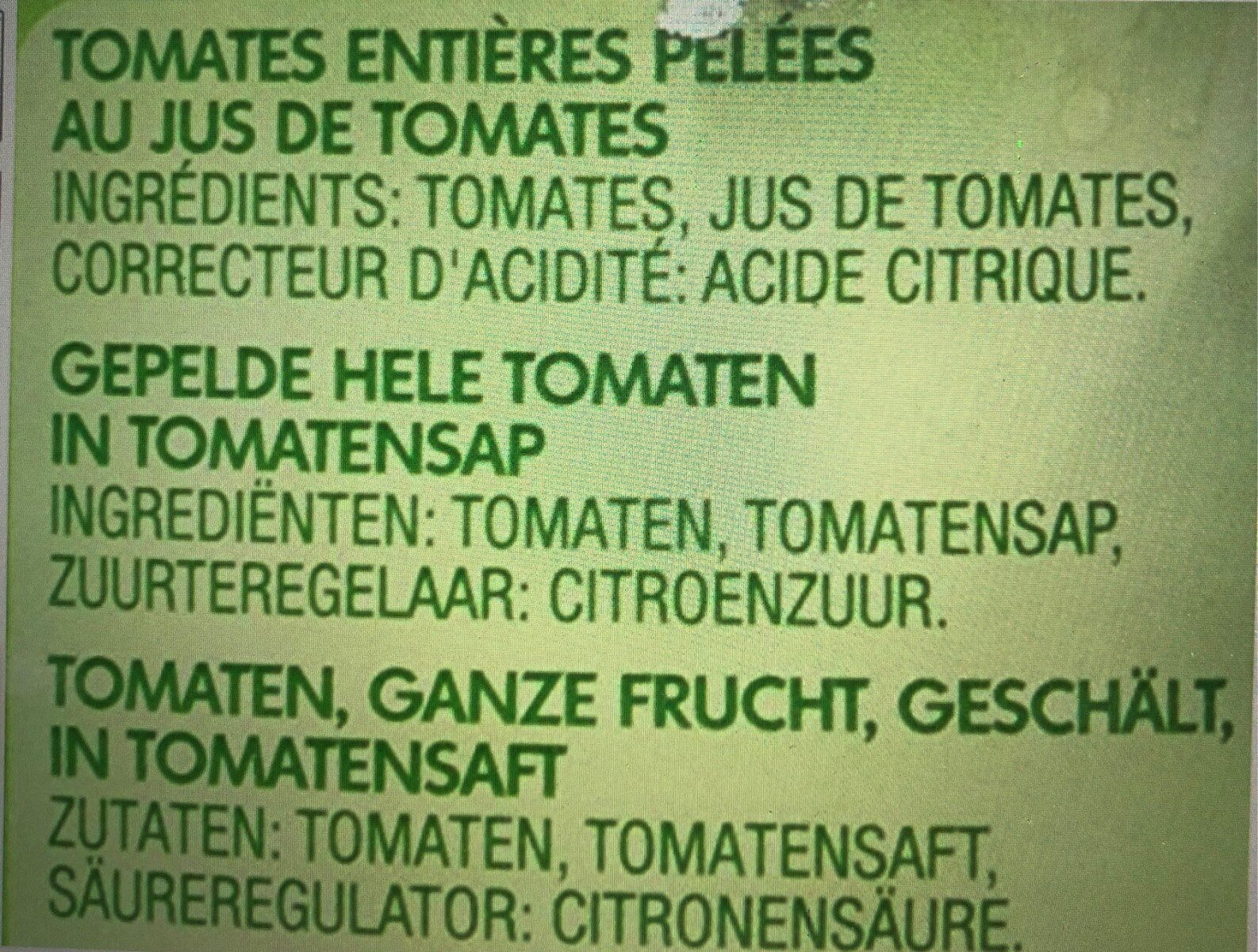 Tomates pelées - Zutaten - en