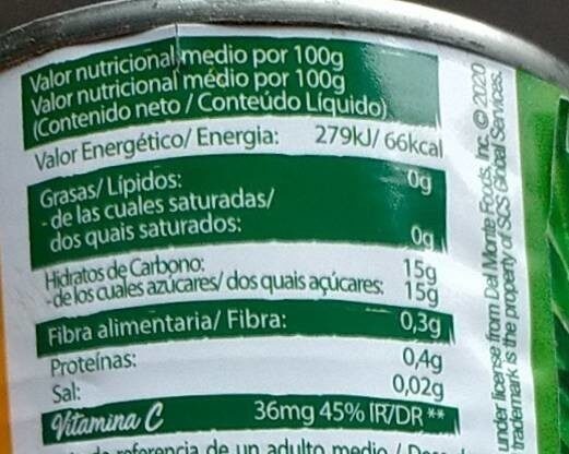 Piña - Nutrition facts - es