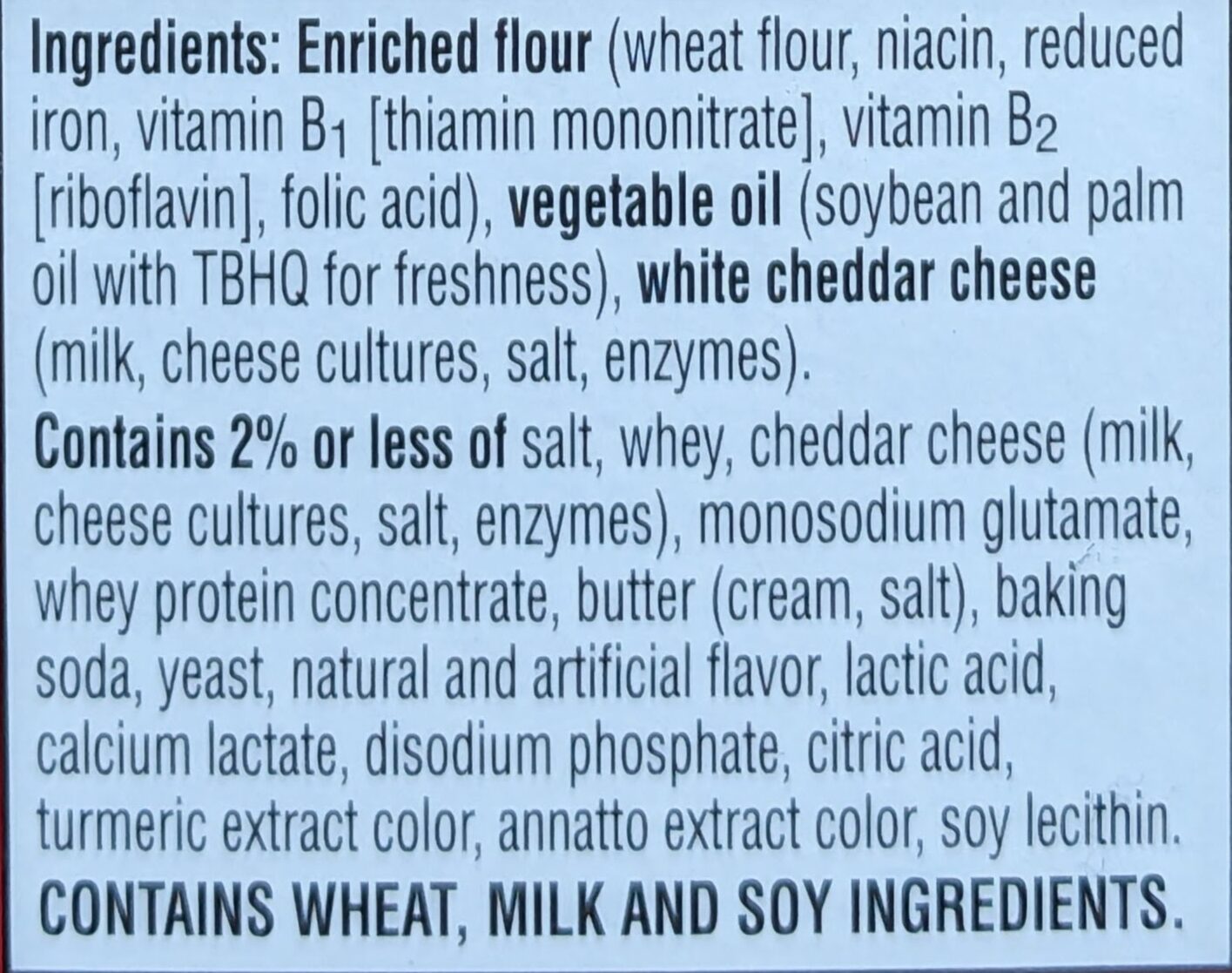 Cheez-It White Cheddar Snack Crackers - Ingredients