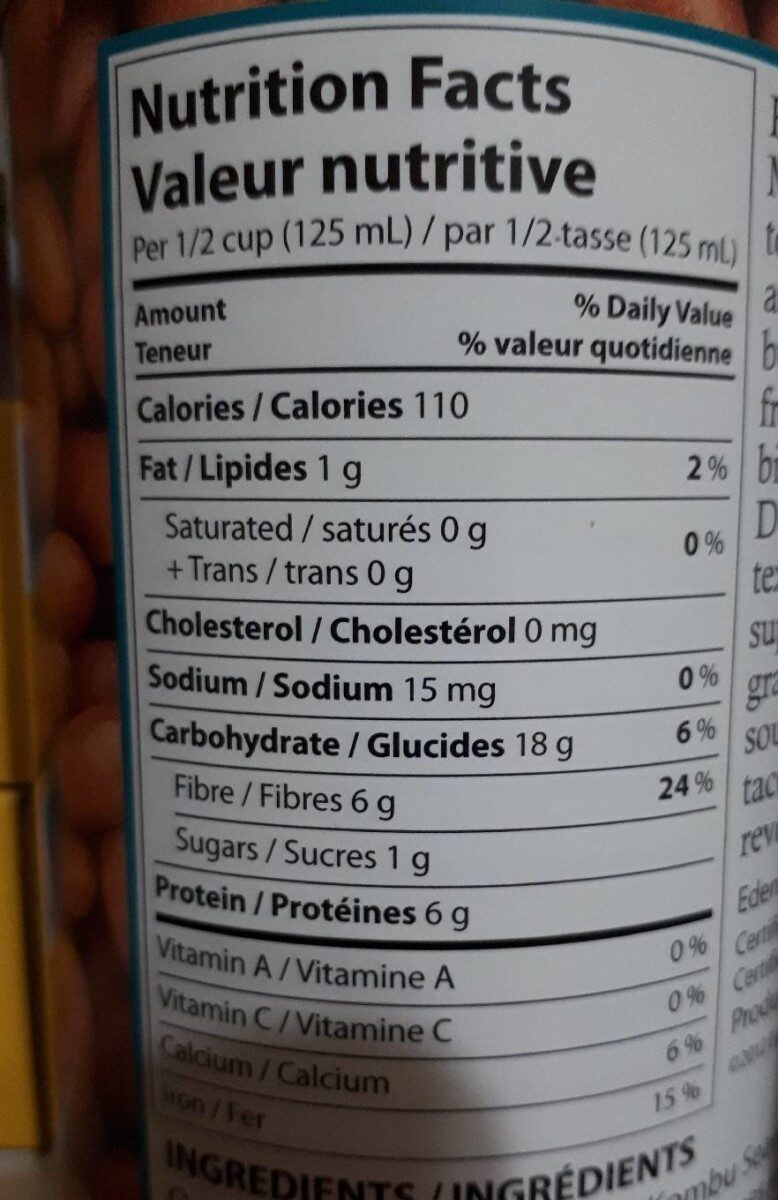 Pinto beans - Nutrition facts - fr