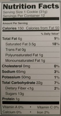 Star crunch cookies with caramel and Crisp rice - Nutrition facts