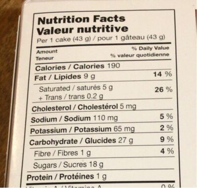 Frosted Fudge Cakes - Nutrition facts