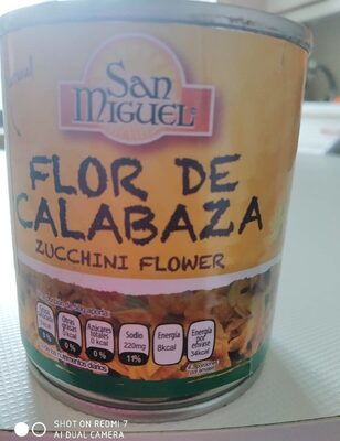 Flor de calabaza - Información nutricional