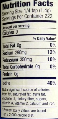 Mortons salt lite - Nutrition facts