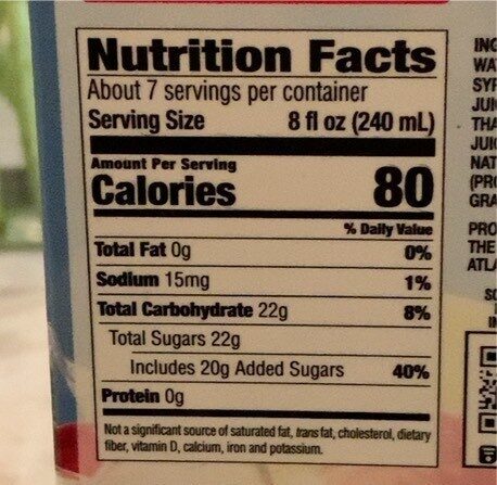 Fruit punch - Nutrition facts