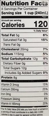 2 percent reduced fat milk - Tableau nutritionnel - th