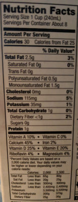 Unsweetened vanilla almondmilk - Nutrition facts