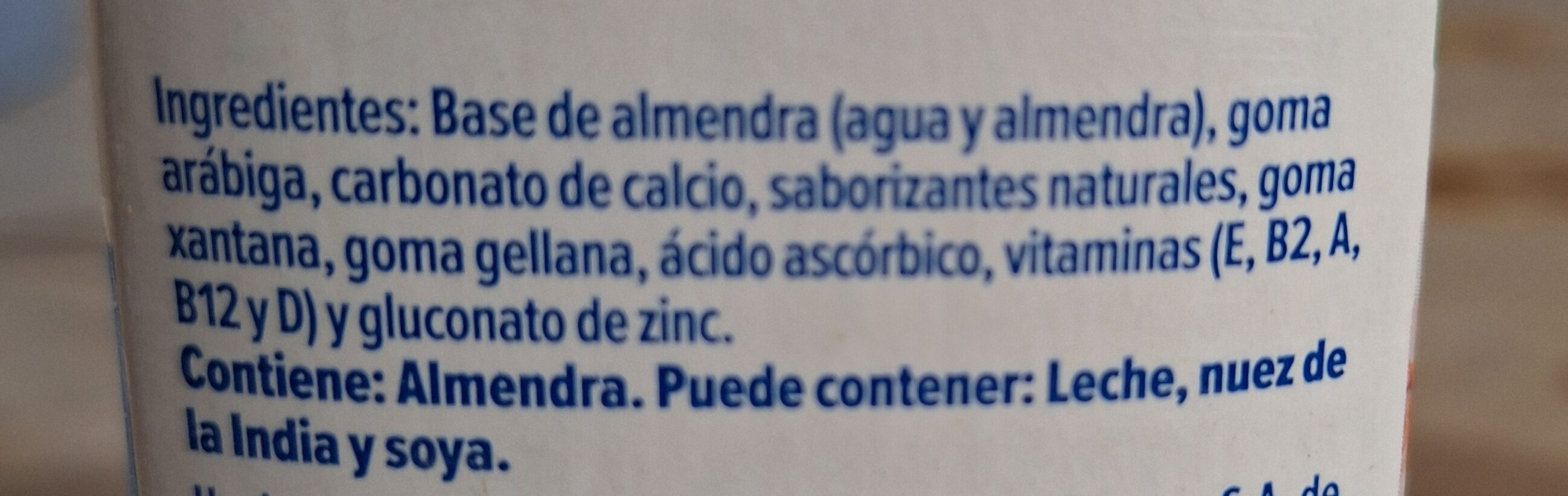 SILK - Bebida de Almendra s/azúcar - Ingredientes