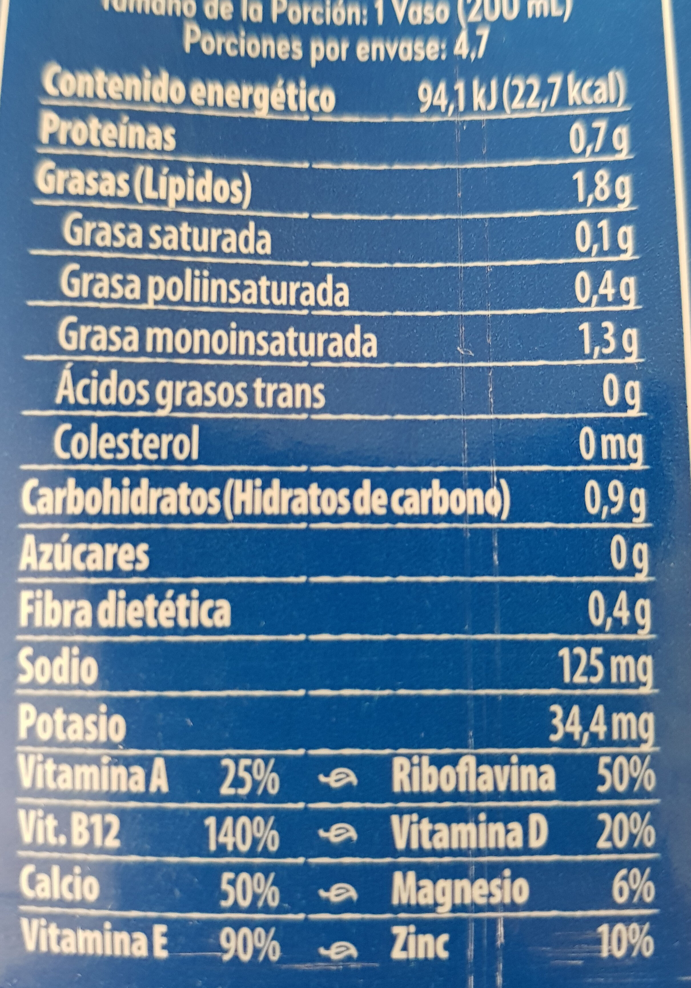 SILK - Bebida de Almendra s/azúcar - Nutrition facts