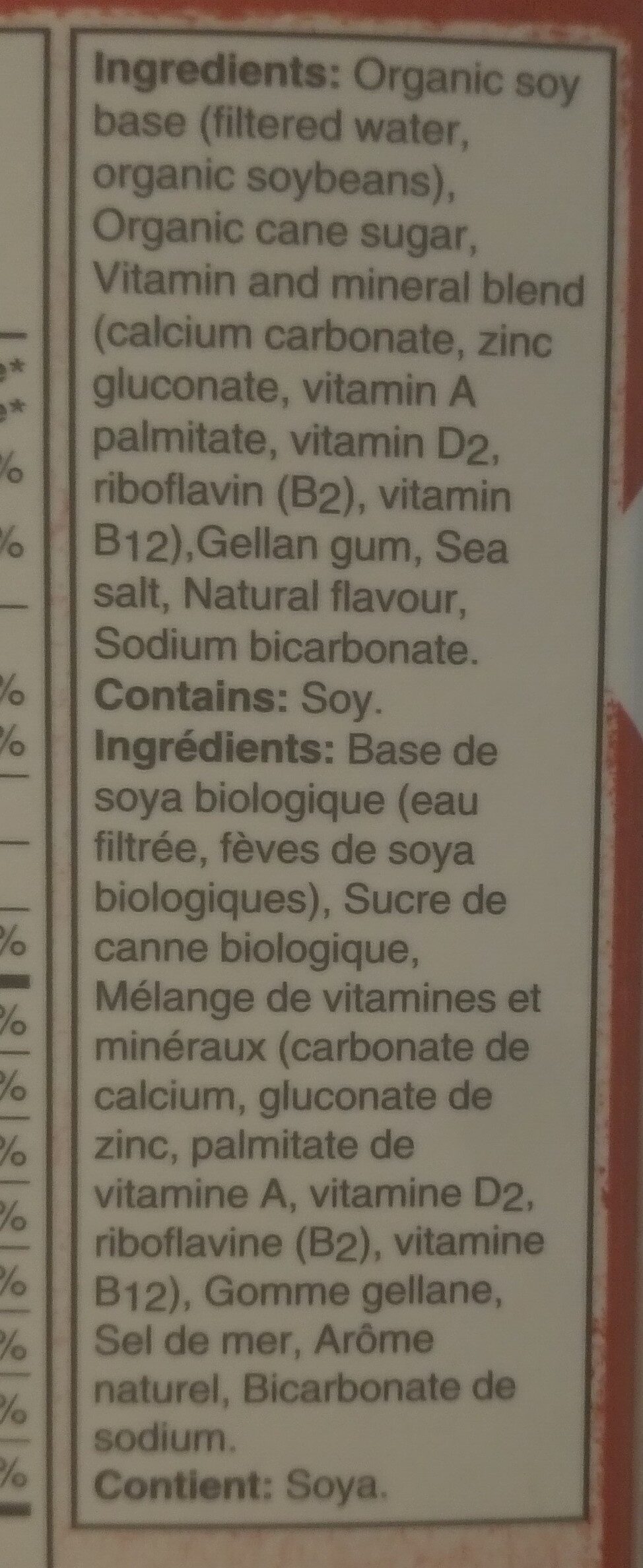 Original Organic Soy Beverage - Ingredients