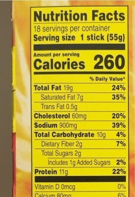 Monster size meat sticks - Nutrition facts