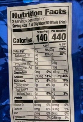 Ranch fries flavored corn & potato snacks - Nutrition facts