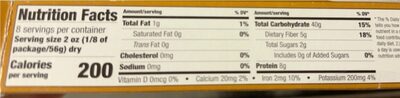 Whole wheat thin spaghetti - Nutrition facts