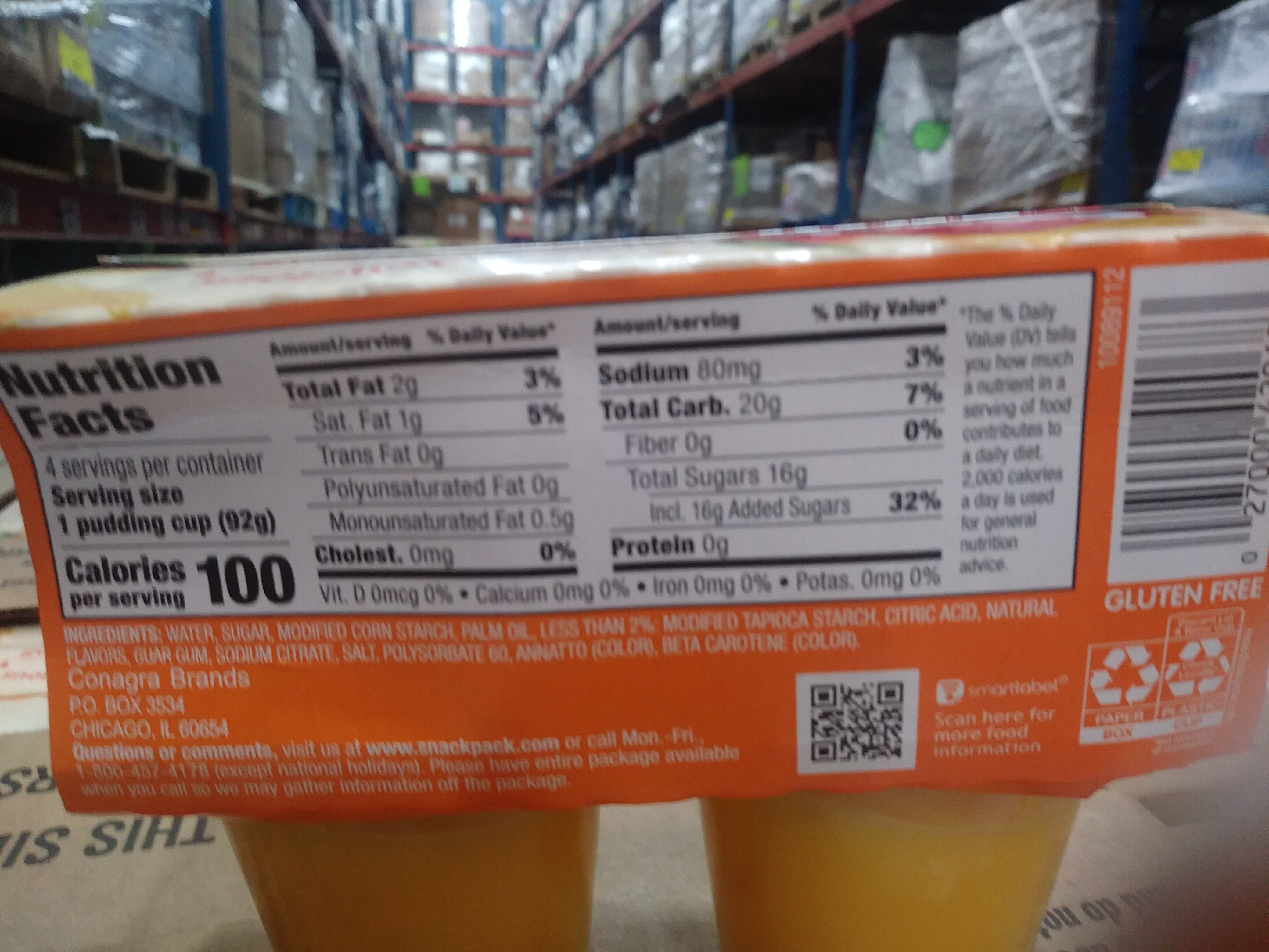 Tropical mango pudding - Nutrition facts