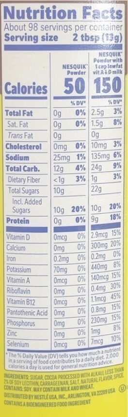 Nesquik - Nutrition facts