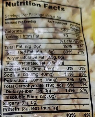 Theater Fresh Popcorn - Nutrition facts