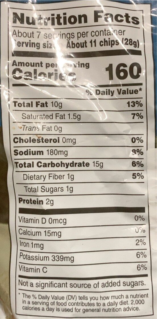 Cheddar & sour cream - Nutrition facts