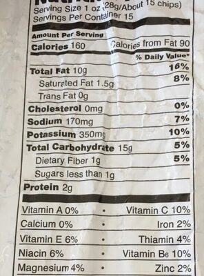 Lays Classic Potato Chips 200gm - Nutrition facts