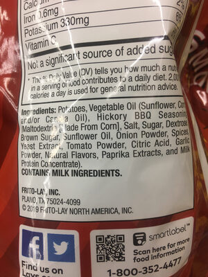 Wavy hickory bbq flavored potato chips - Ingredients