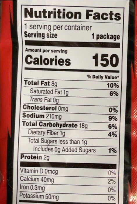 Nacho Cheese Flavored Tortilla Chips - Nutrition facts