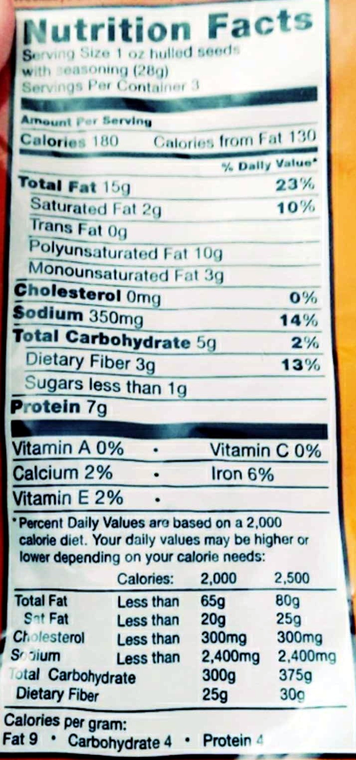 Spitz - Nutrition facts