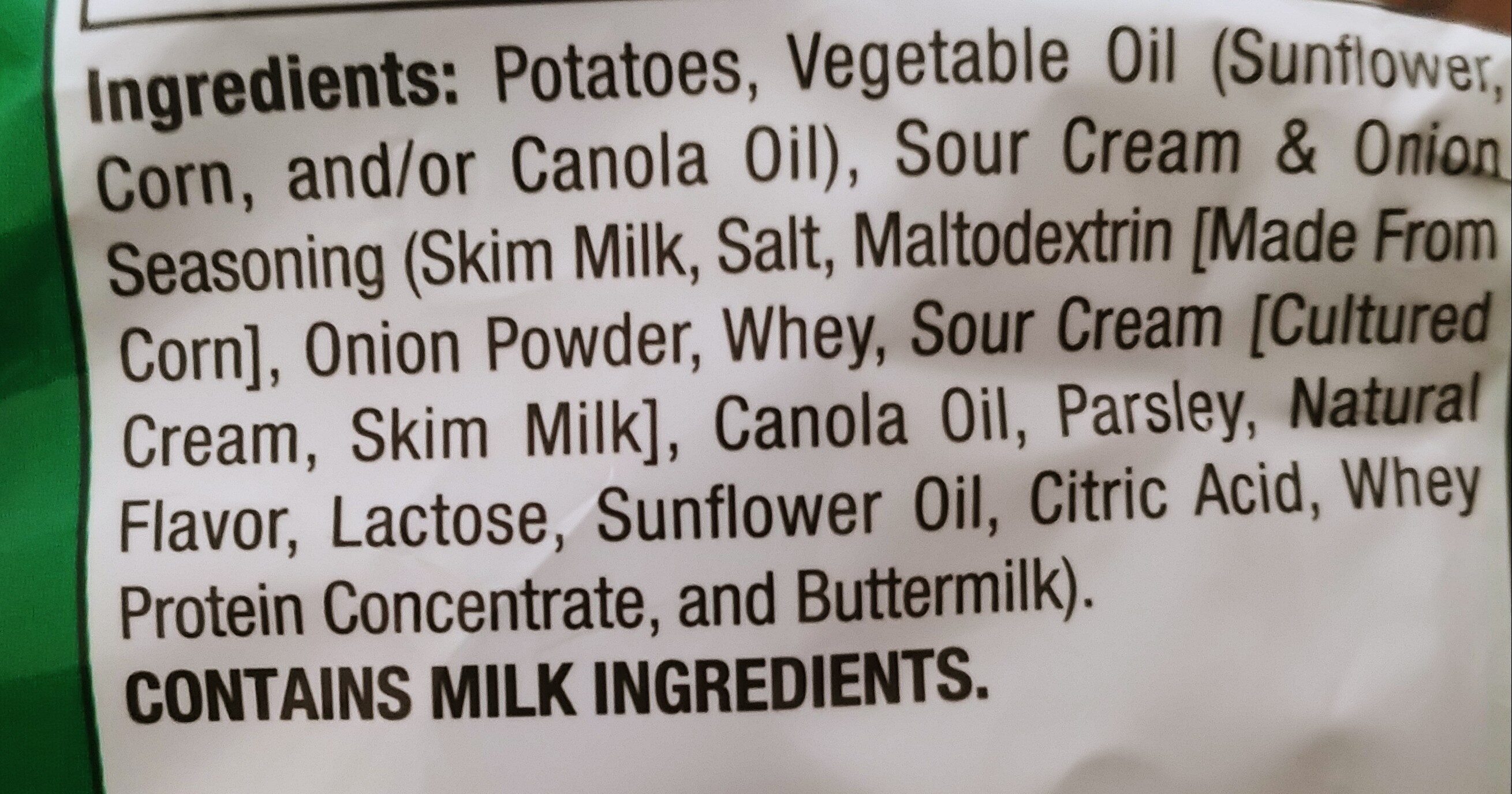 Lay’s Sour Cream and Onion Chips - Ingrediënten - en