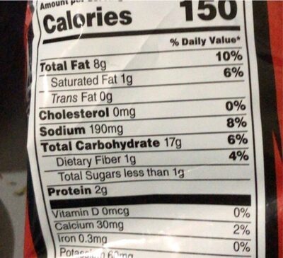 Doritos 92g - Nutrition facts