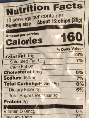 Original Potato Chips - Nutrition facts