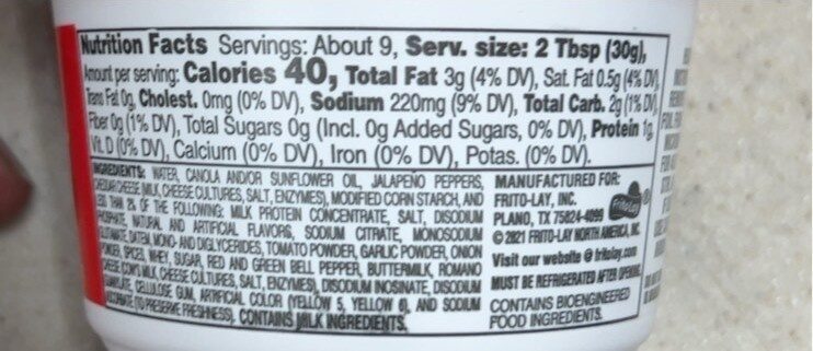 Doritos dip - Nutrition facts
