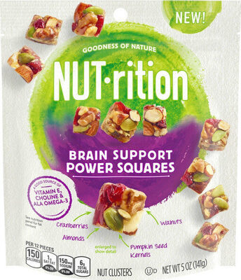 Calories in  Brain Support Power Squares Nut Clusters