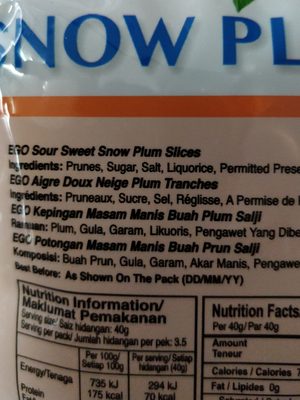 Snow Plum Slices - Ingredienser - en