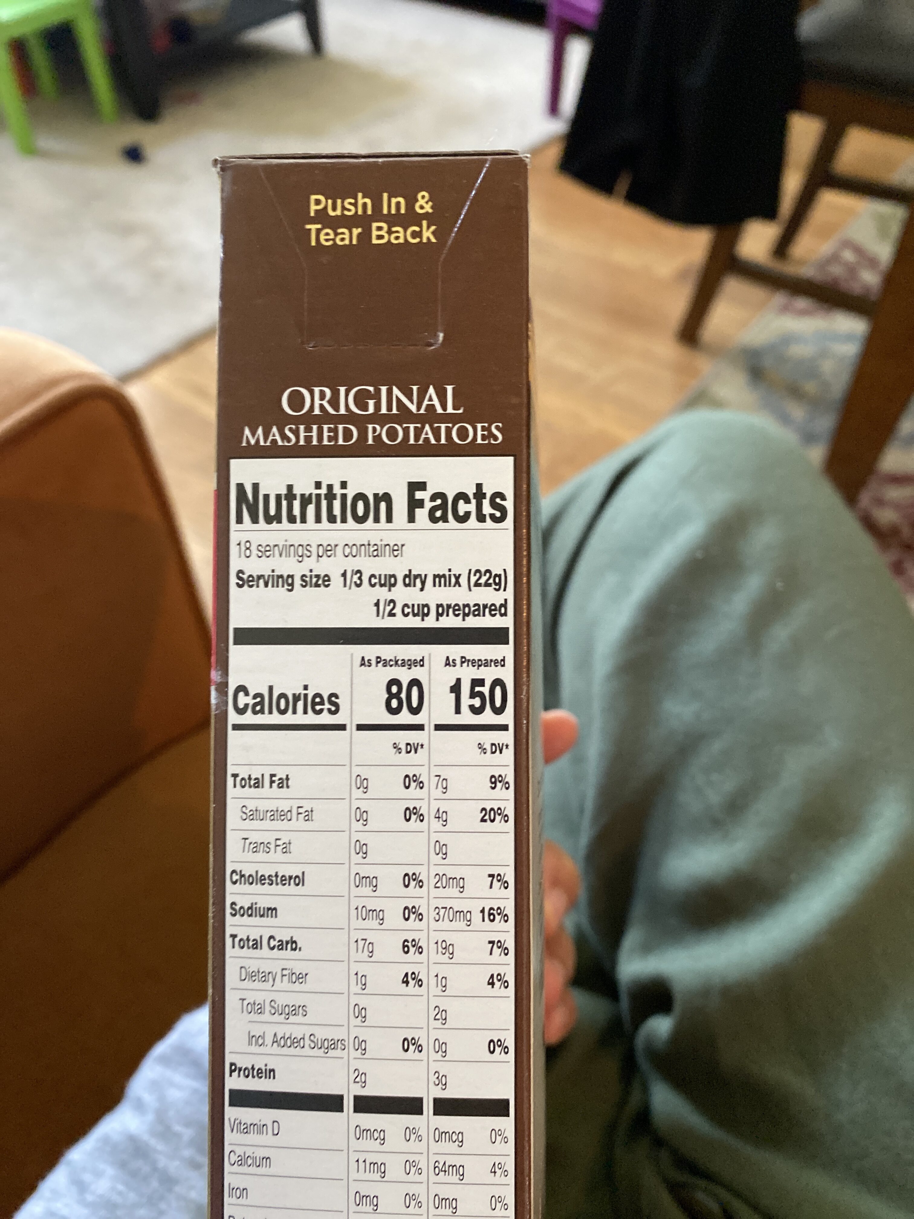 Original mashed potatoes - Nutrition facts